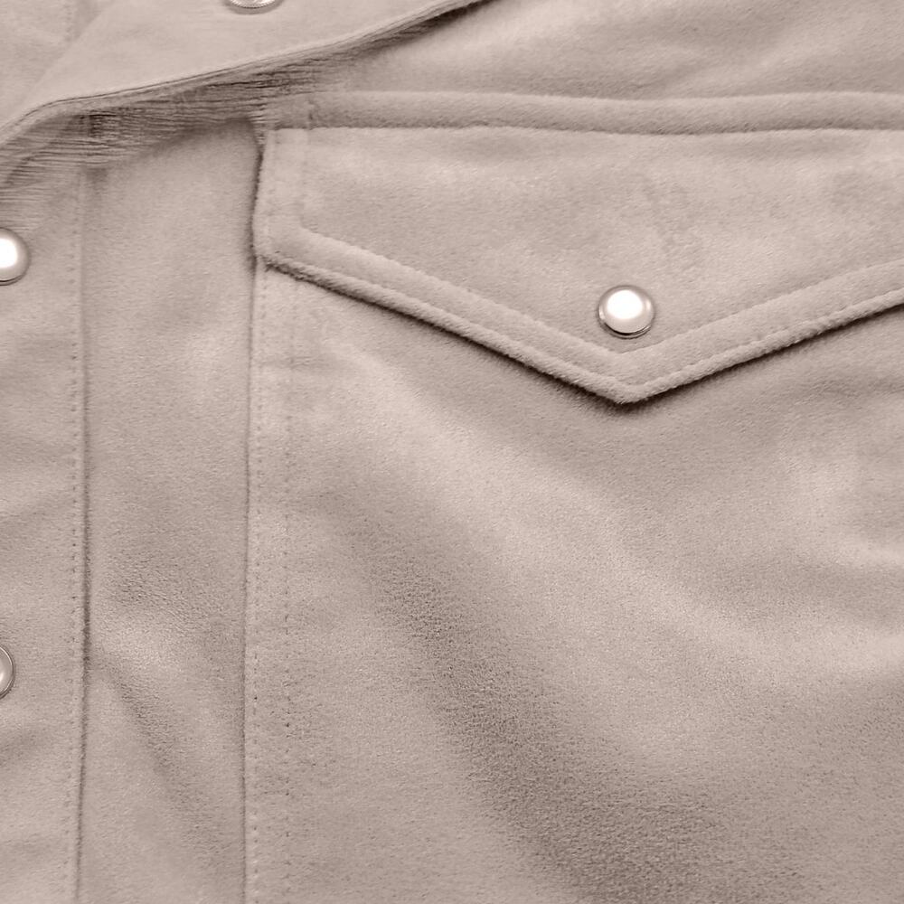 Evereve Arli Faux Suede Pearl Snap Front Shirt Minimal Western - Picture 6 of 9